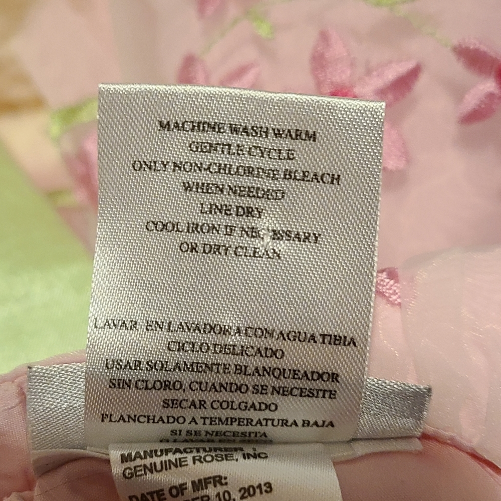 Jona Michelle Pink Green Embroidered Tulle Special Dress Floral Accents 12 Mo. - Picture 7 of 9